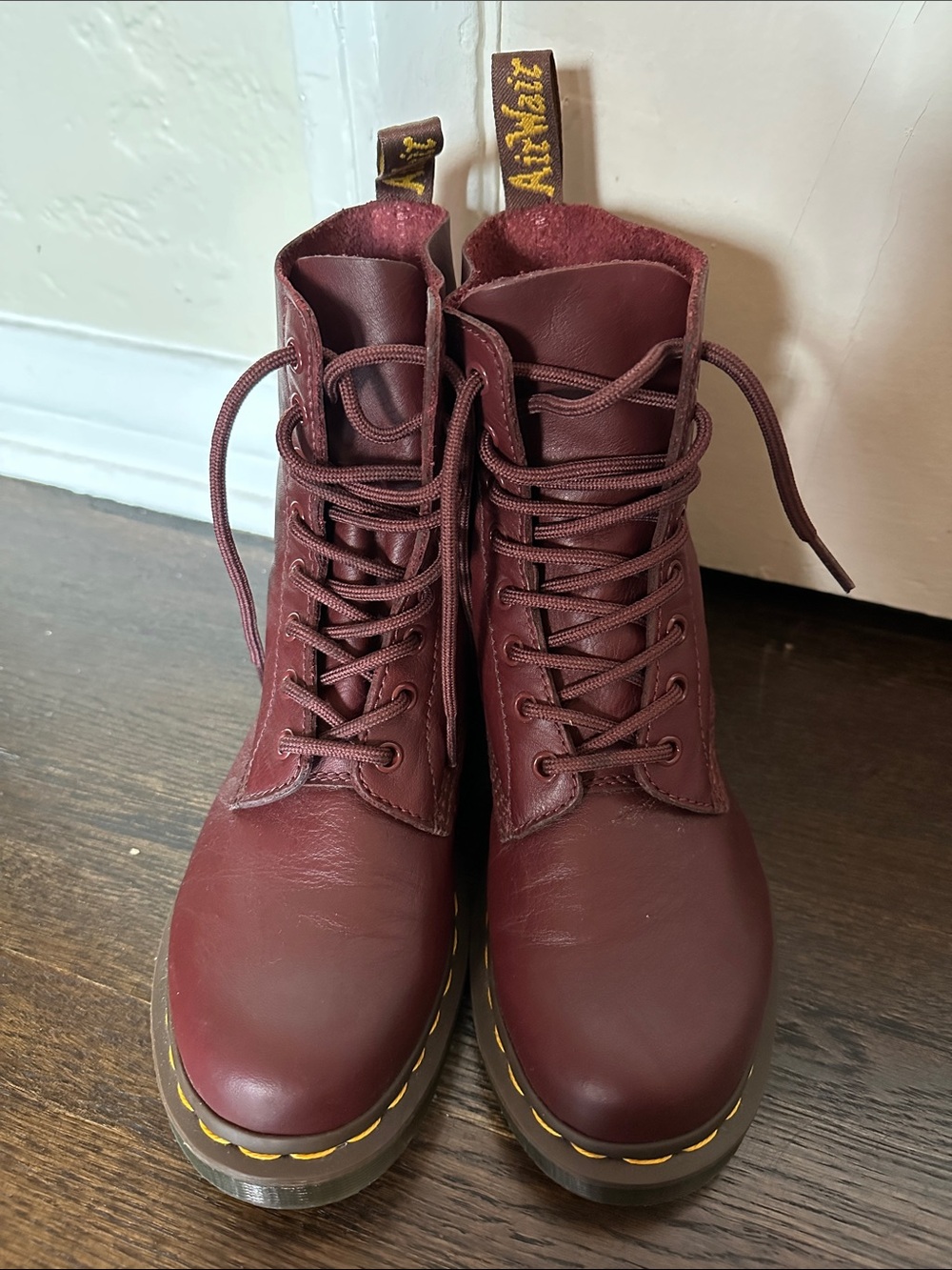 Dr. Martens 1460 Virginia Women's Burgundy Leather Lace-Up Boots Women’s 8